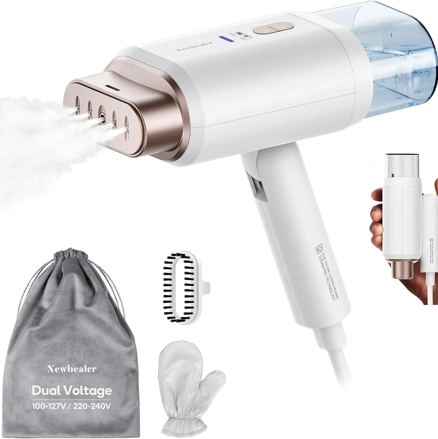 14. Dual‑Voltage Garment Steamer